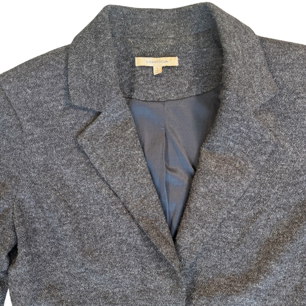 Gray Sweater Blazer Women Small Elbow Patch Contrast Trim Career Professional - Picture 10 of 16